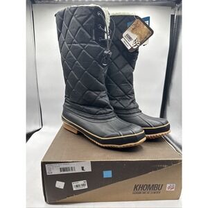 Khombu Womens Prep Bean Winter Boots Black Size 10 New with Box Waterproof